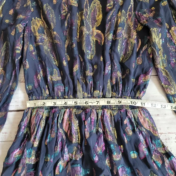 Lilly Pulitzer Dotti Silk Ruffle Dress Floral Metallic Women's 4 - Picture 5 of 7